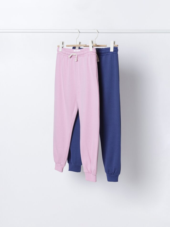 Conjunto com 2 calças de moletom básicas - rosa e lilás