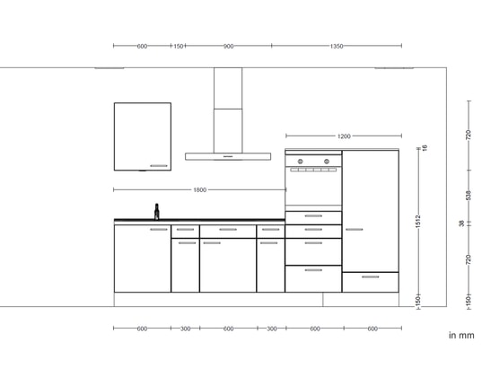 CONCEPT1 - Pack Cuisine Carena 270cm L3 Gauche Bleu fjord ultra-mat