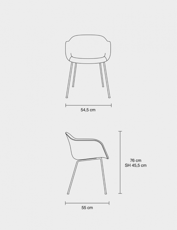 Muuto Fiber Tube gestoffeerde stoel zwart, Remix 183