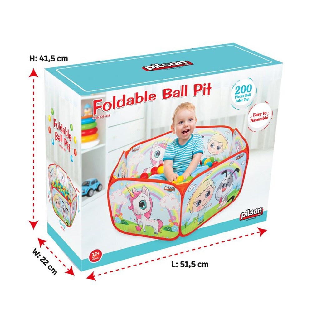 Pilsan Bällebad, Ballpool 06413 mit 200 Bällen 6 cm Durchmesser, Schutzrand