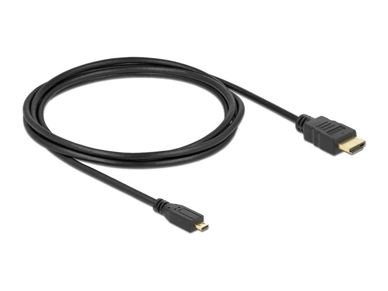 Delock Kabel HDMI - Micro-HDMI (HDMI-D), 2 m, Schwarz Delock Kabel High Speed HDMI mit Ethernet A/D Stecker/Stecker 2 m