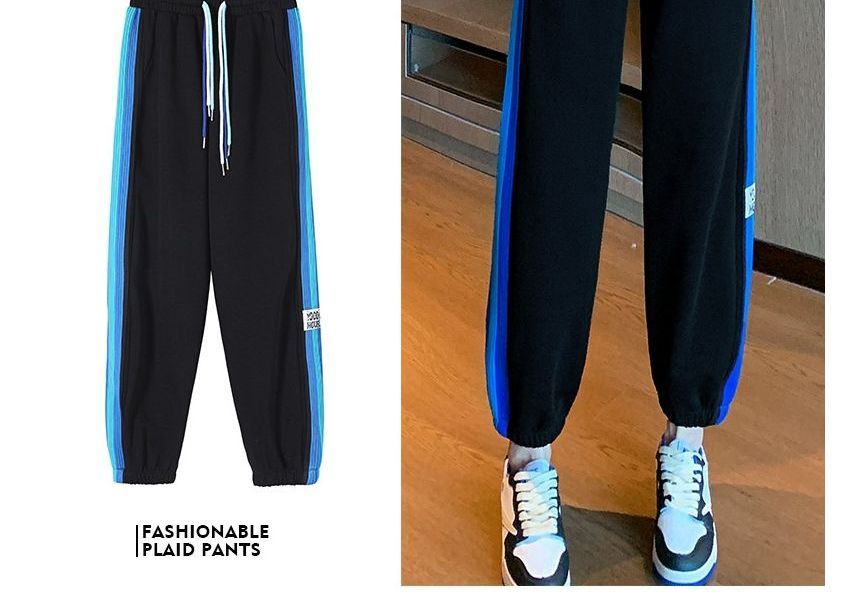 Maisee - Gestreepte joggingbroek met hoge taille