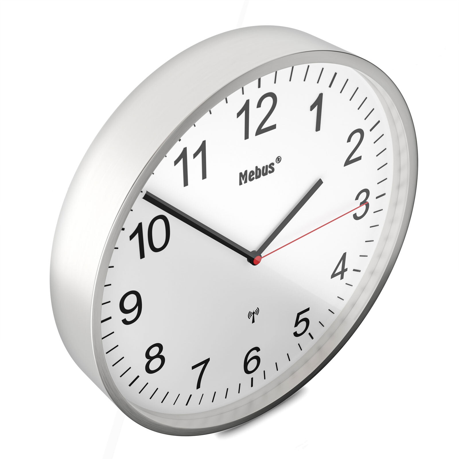 Funk-Wanduhr Silber/Weiß