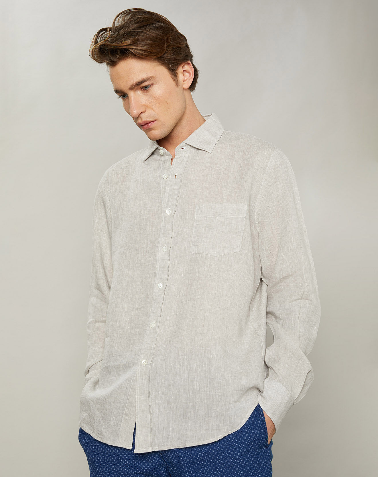 Hartford Chemise regular 100% Lin Paul naturel