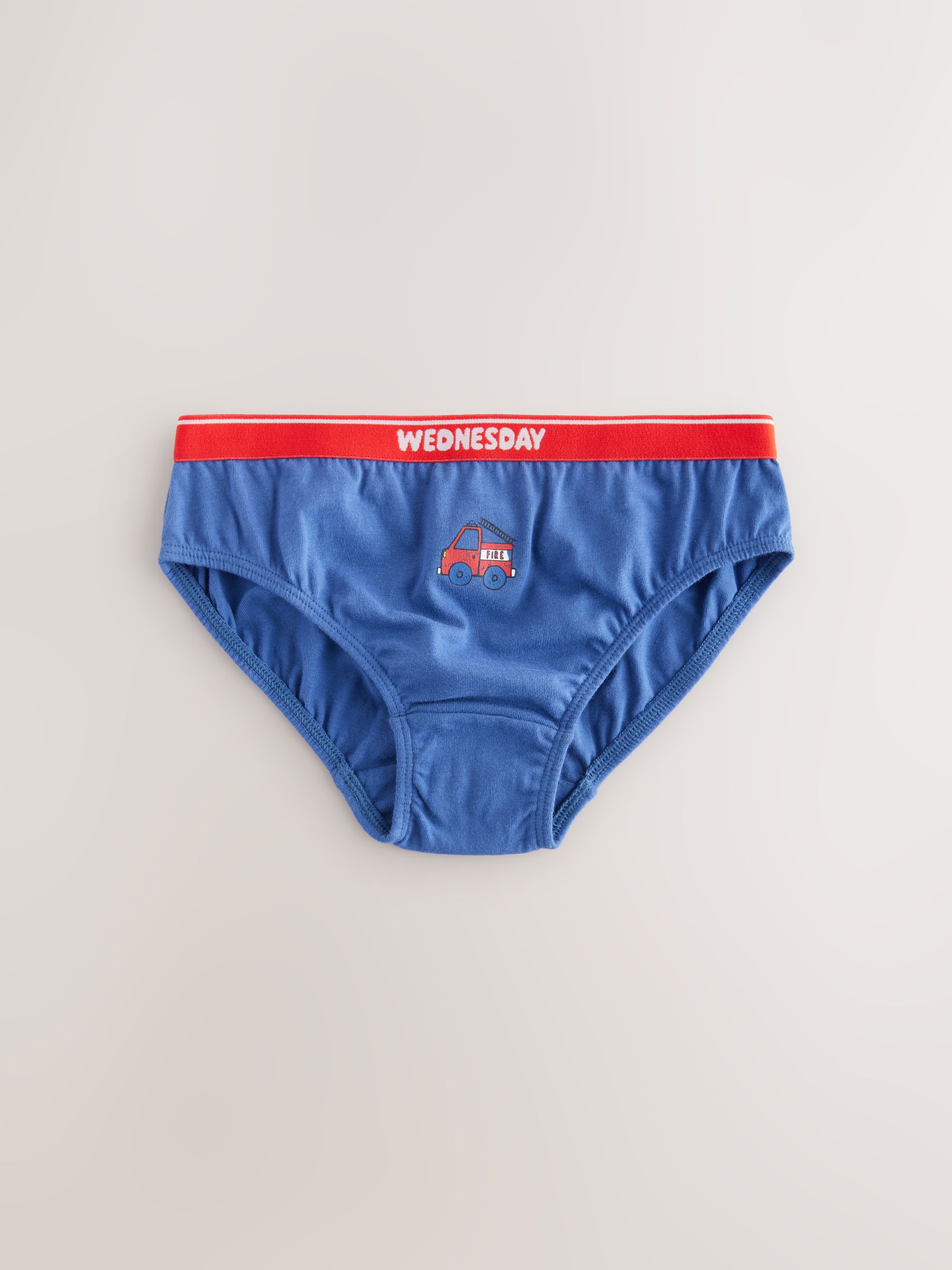 Rood/blauw met hulpvoertuigenprint - Set van 7 katoenen slips (1,5-10jr)