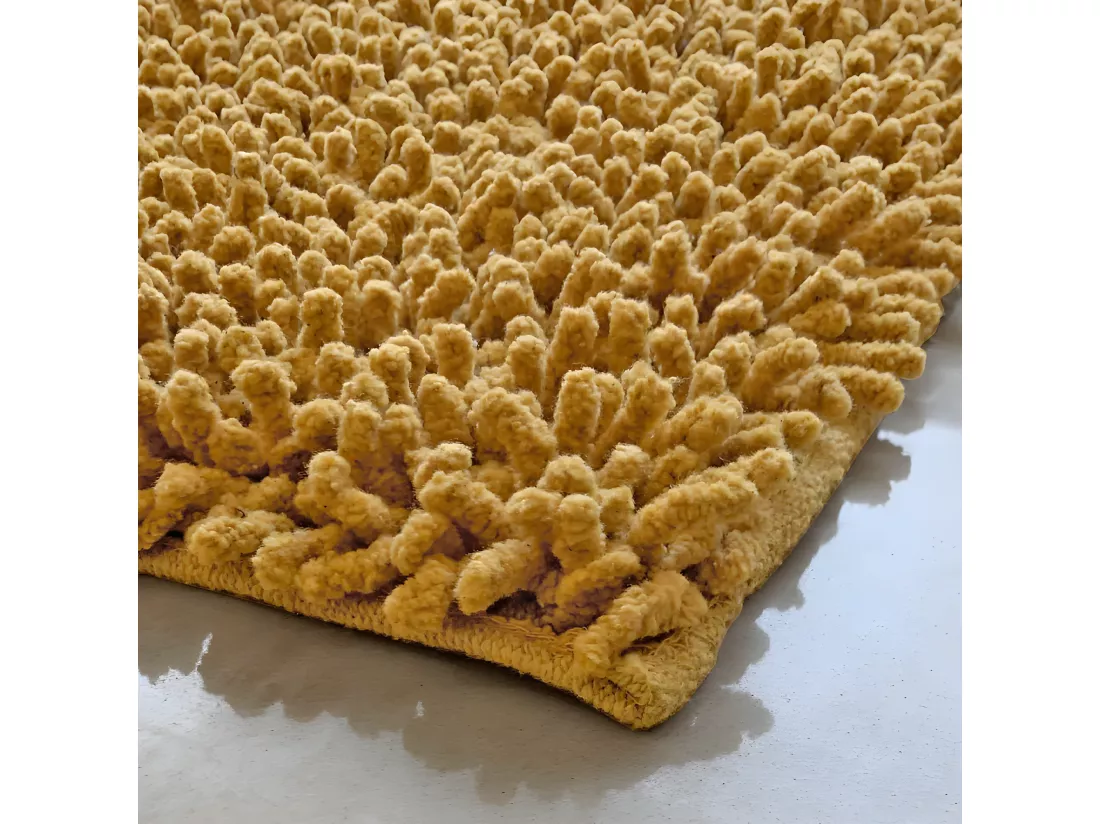 Tapis de salle de bain 40 x 60 cm coton chenille moutarde - NAPOLEON