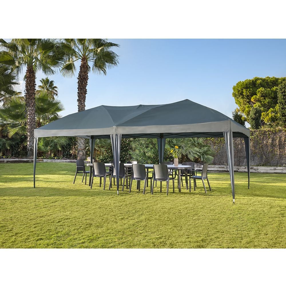 Tonnelle rectangulaire Easy ouverture téléscopique gris 18 m²