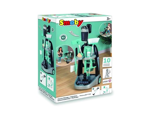 Smoby Rensevogn Med Rowenta Støvsuger Med Lyd + 10 Lumarko tilbehør!