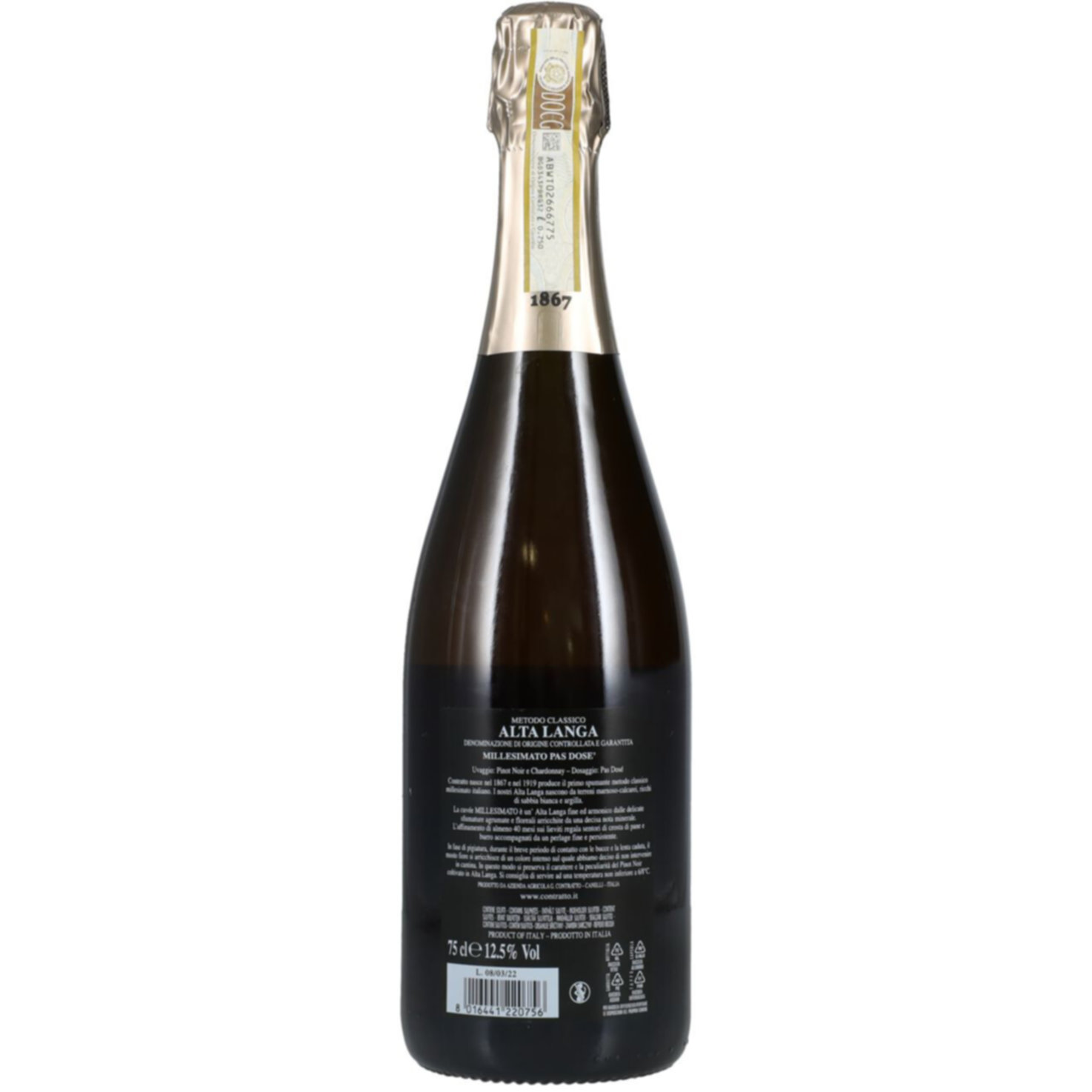 Alta Langa DOCG Piemonte Millésimato Pas Dosé Contratto -75cl