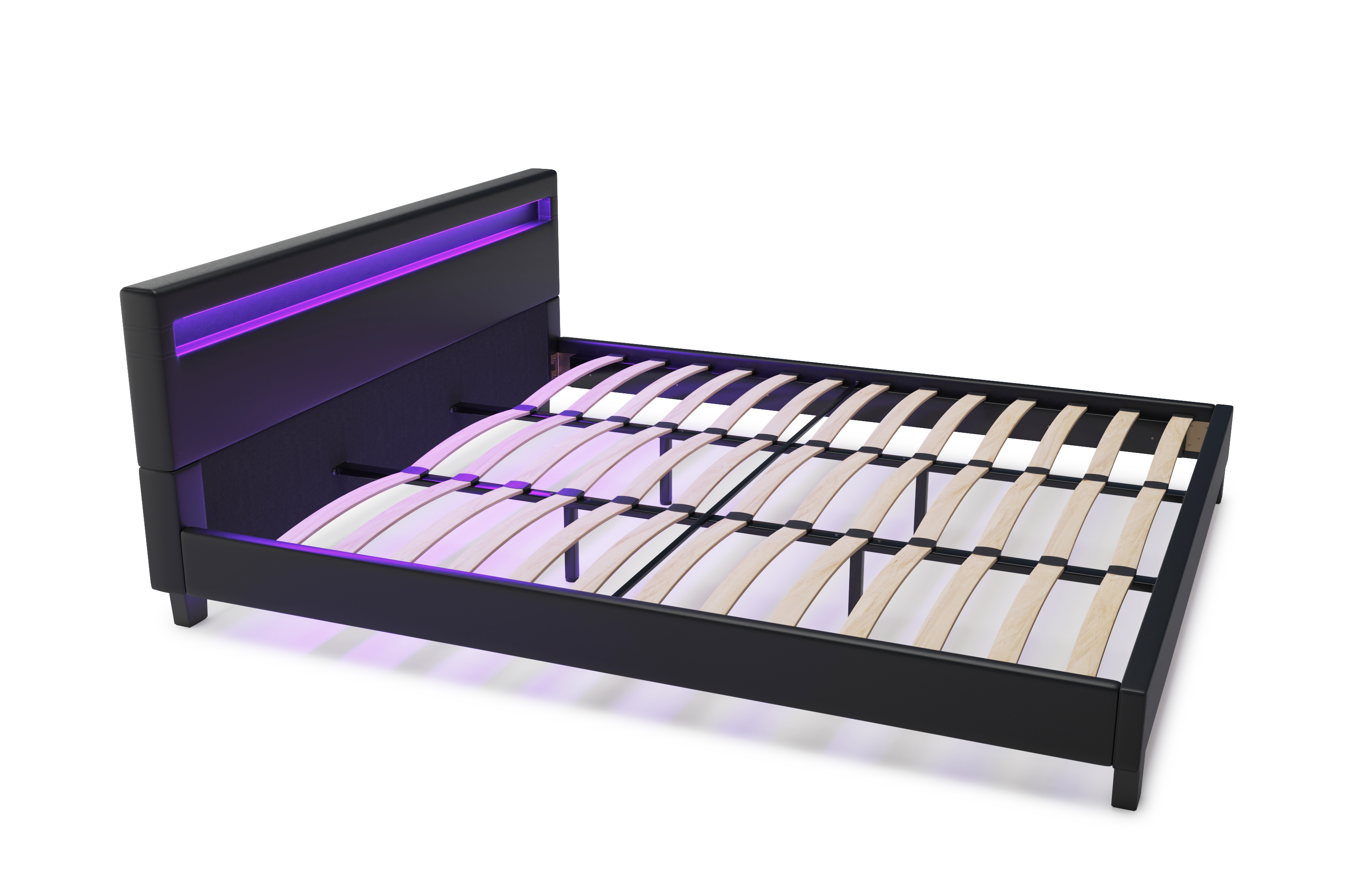 Lederbett LED DREAM 180 x 200 cm schwarz