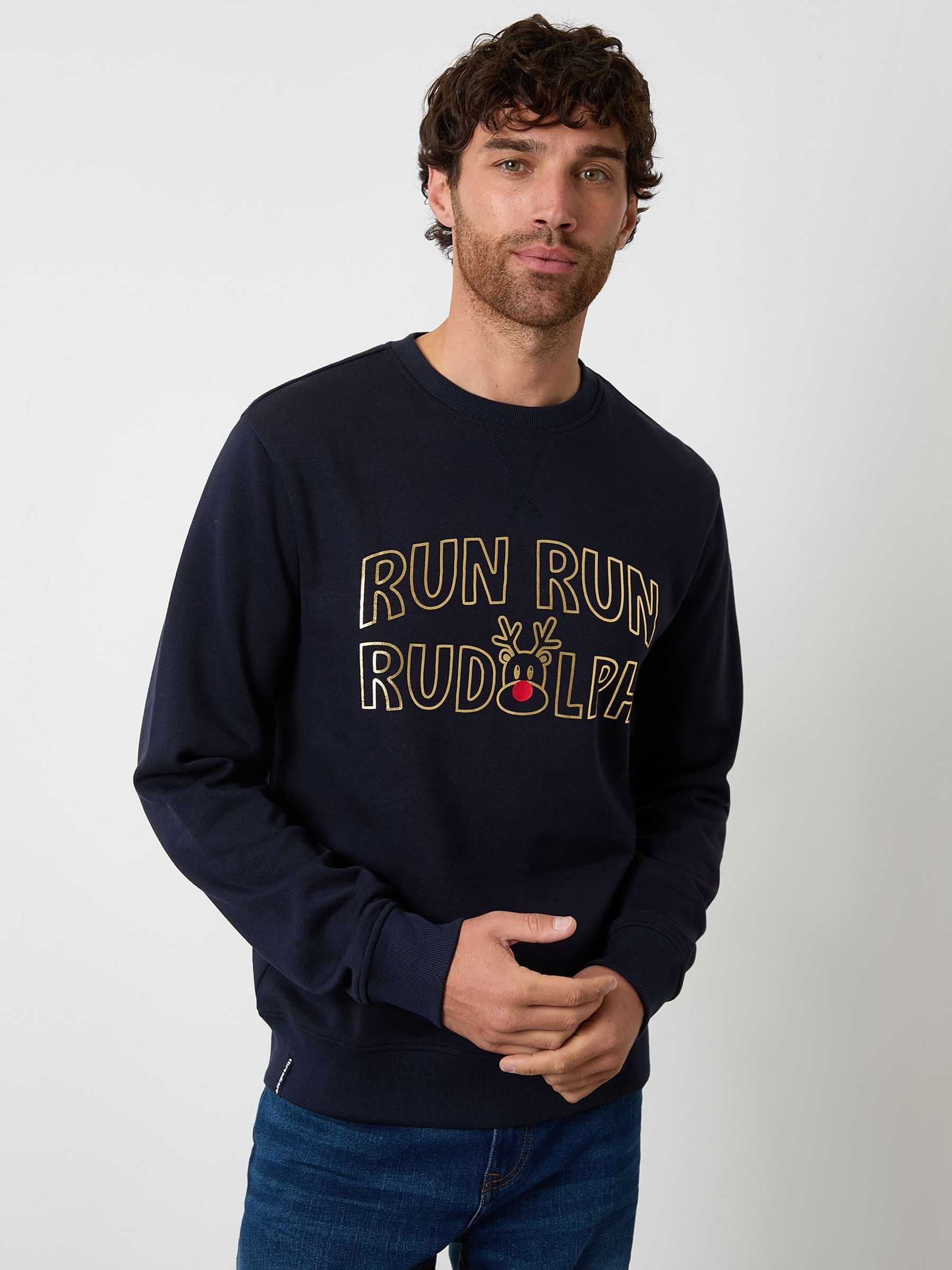 Blauw - Ronde hals - Threadbare Christmas Graphic Print Sweatshirt
