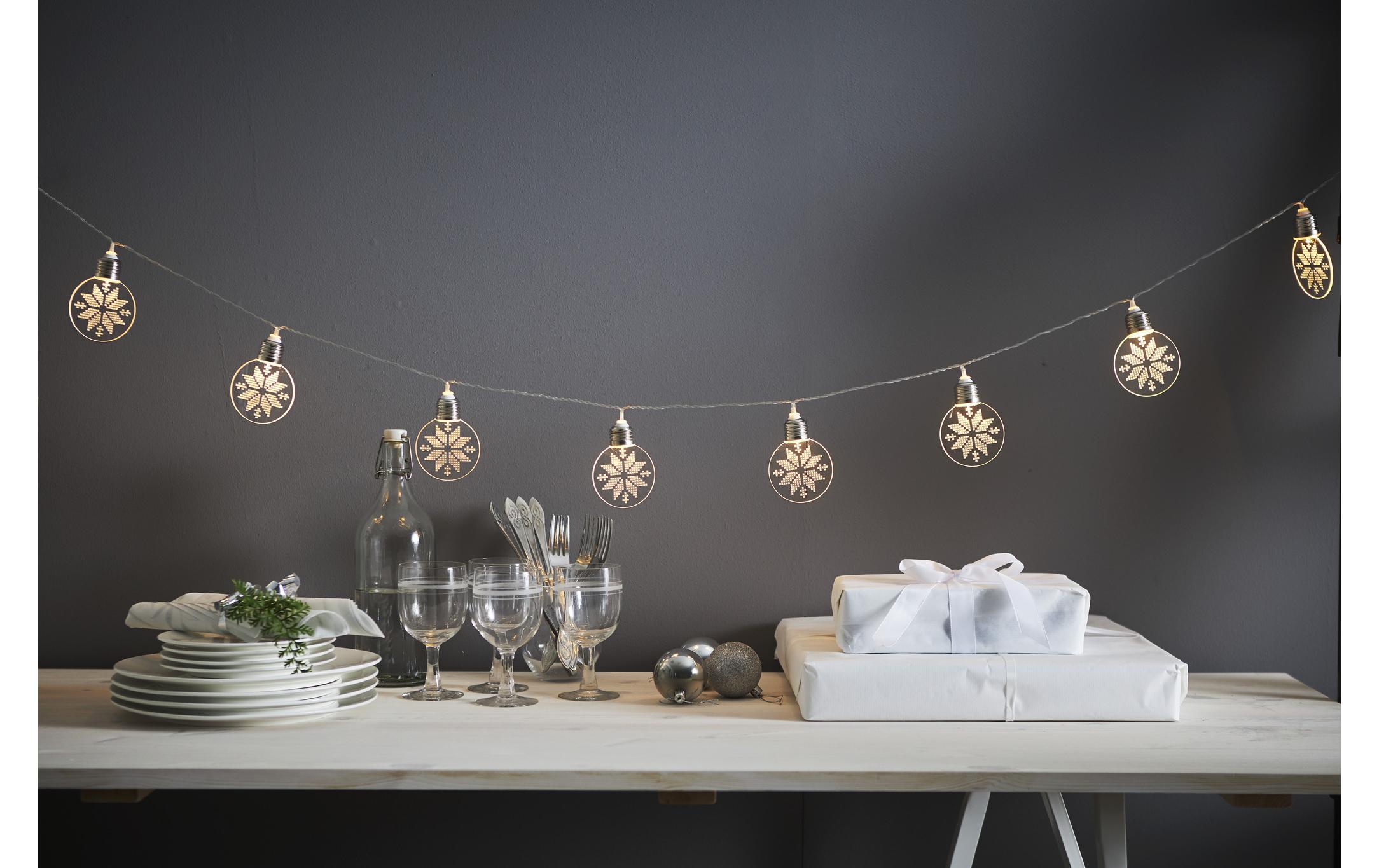 LED-Lichterkette Ornament, 10 LED, 180 cmGlühbirnen mit Sternmotiv