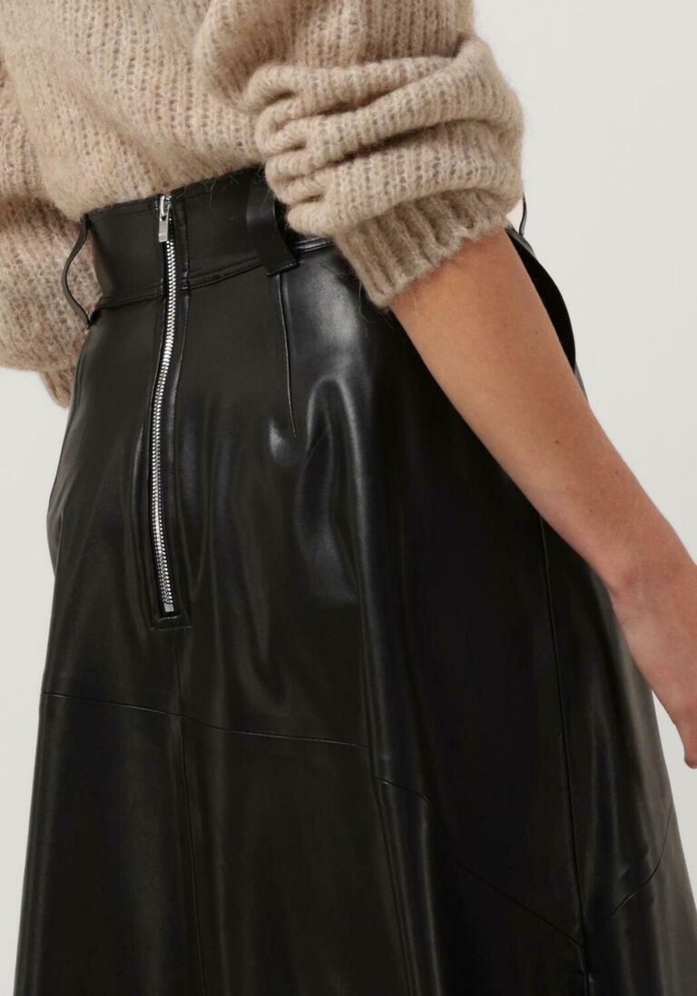 VANILIA zwarte vanilia midirok vegan leather skirt
