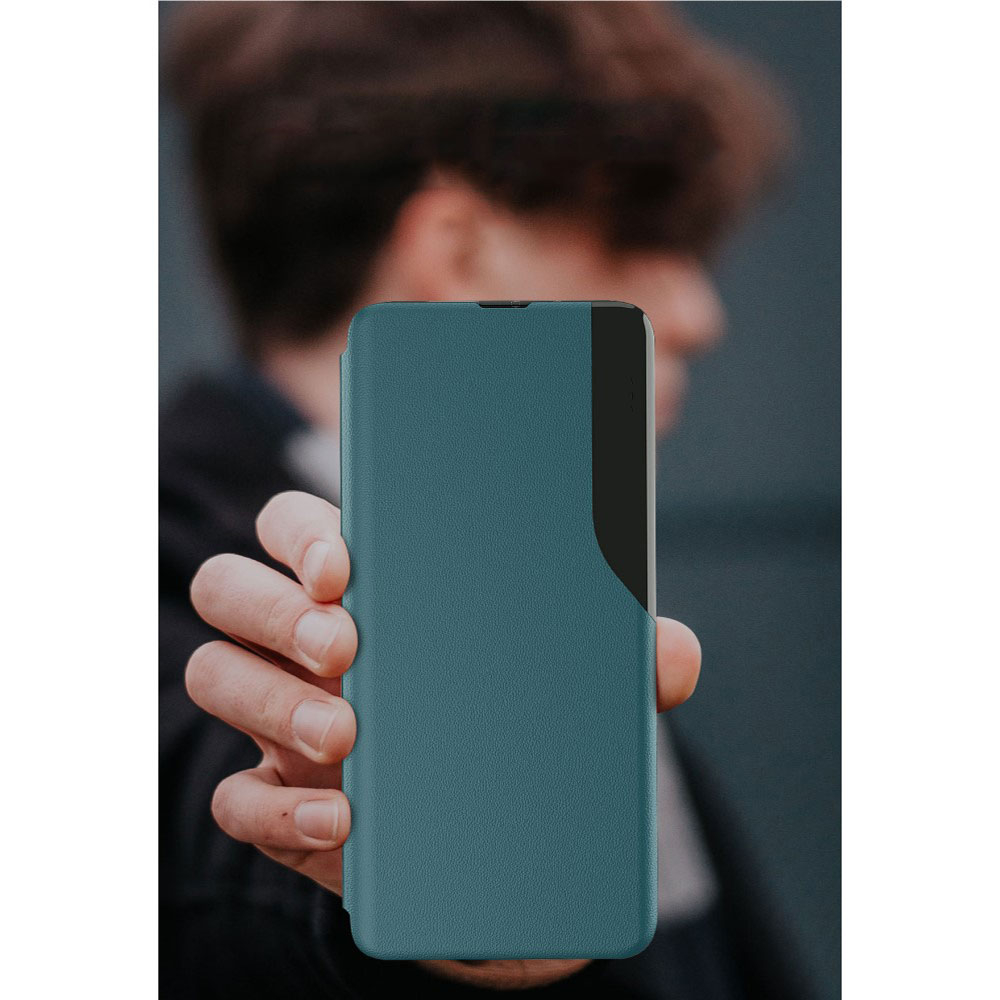 Samsung Galaxy S23 Ultra 5G Leder Hülle Small Window View Flip Case - Schwarz