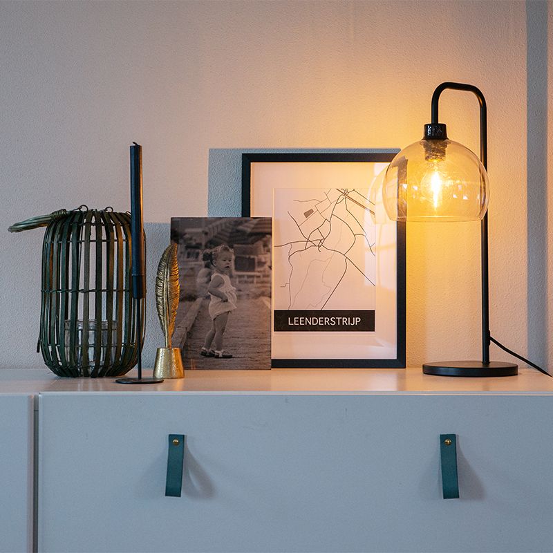 Moderne tafellamp zwart met smoke kap - Maly
