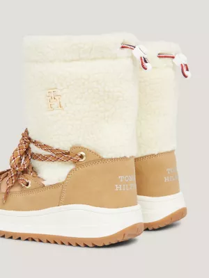 Botas de neve de lã Teddy com cadarço