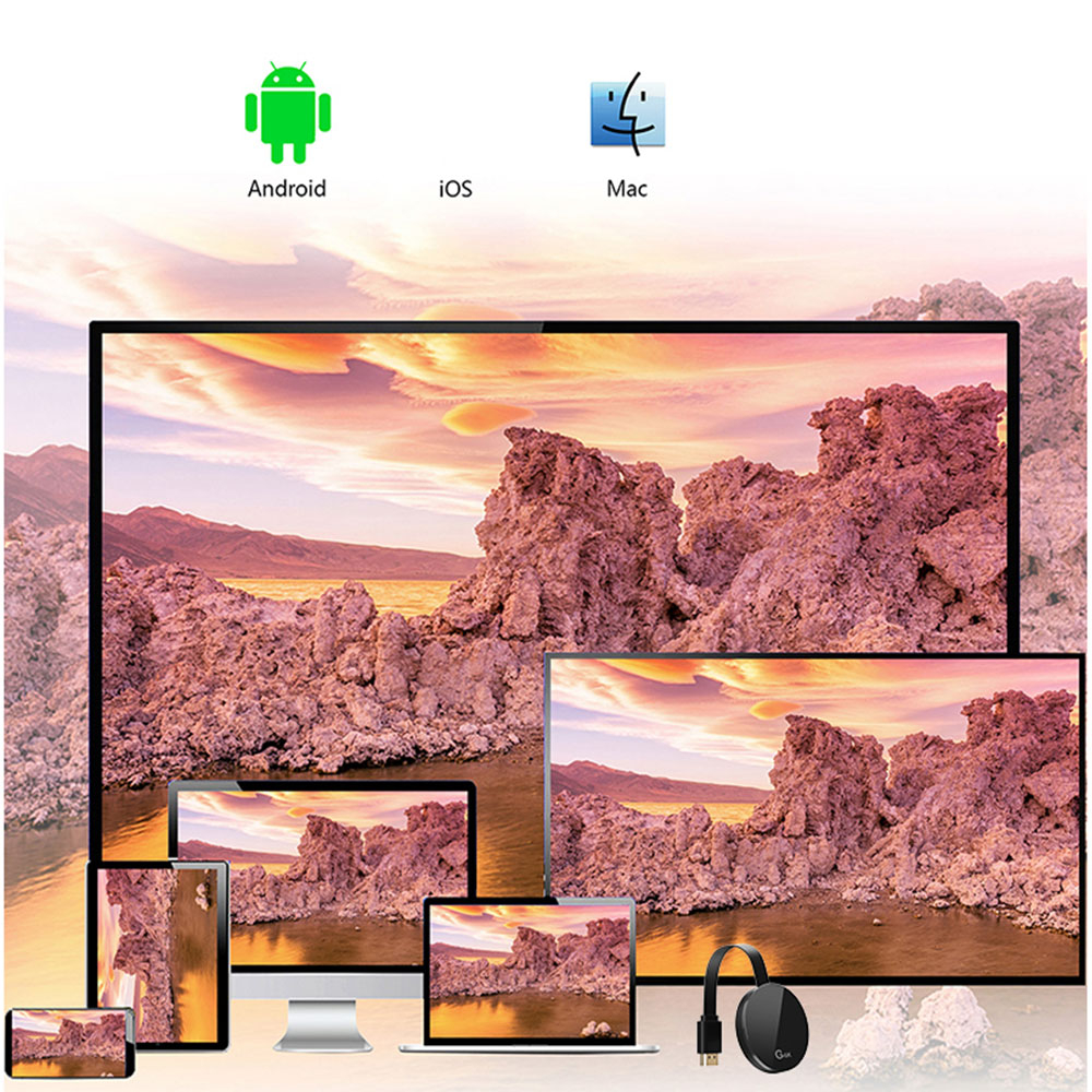 2.4GHz HDMI Wifi 4K Streaming Dongle mit Quad-Core CPU für iOS / MacOS und Android (DLNA / Miracast / Airplay) - Schwarz