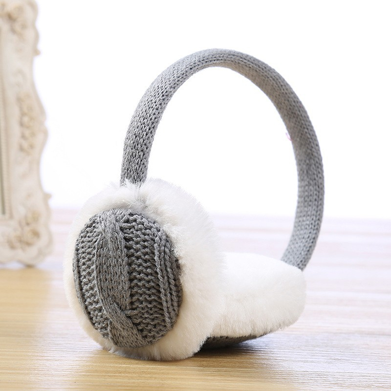 Weiche Strick Ohrenwärmer Winter Ohrenschützer Accessoire (One Size) - Grau