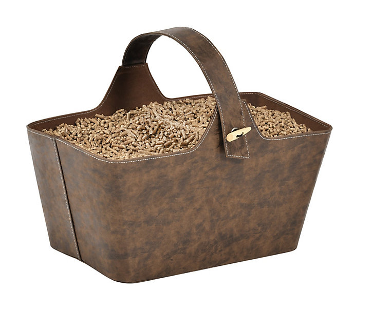 Corbeille à bûches/granulés en simili cuir Dixneuf Yotta marron