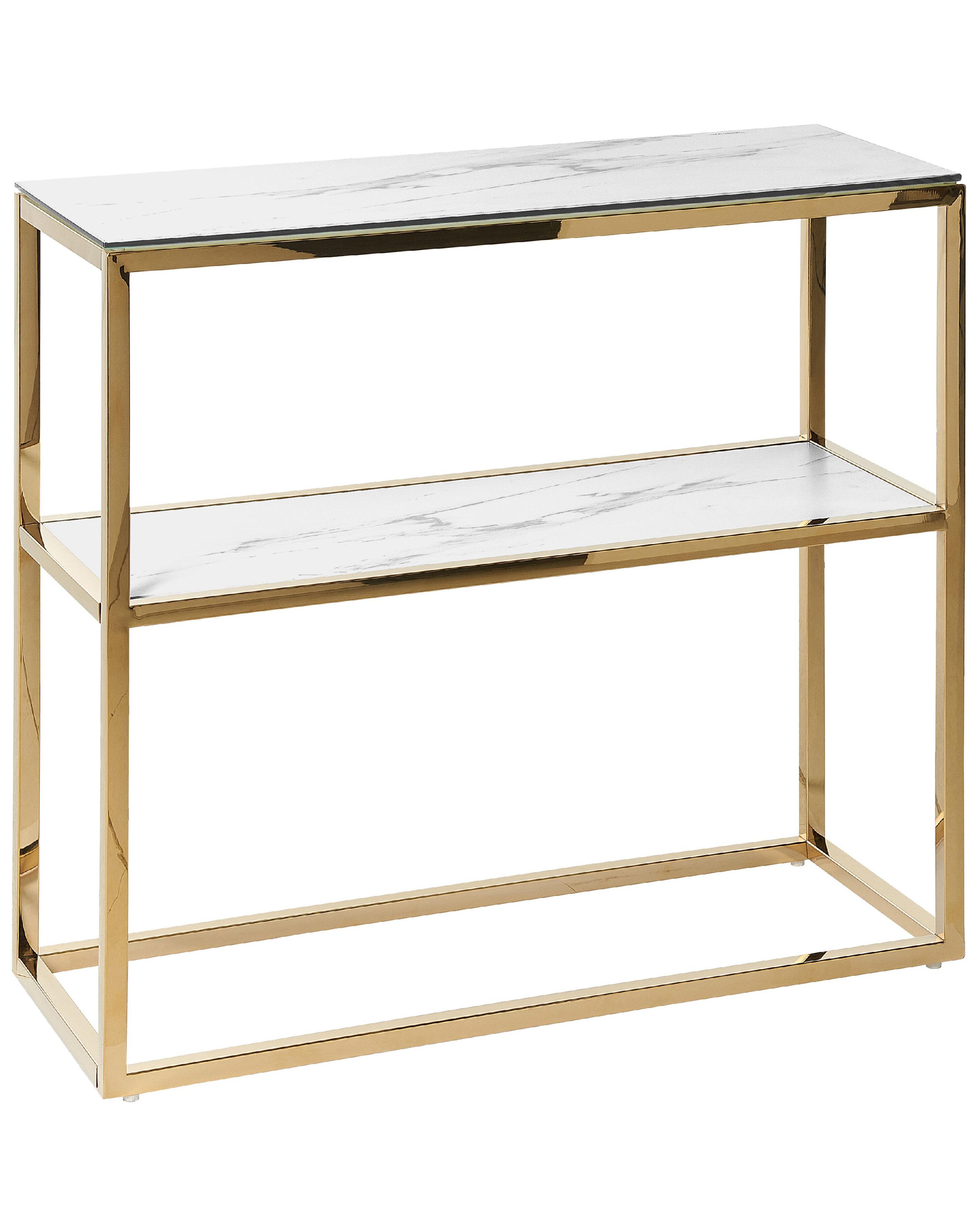 Sidetable AZUSA Veiligheidsglas Wit marmer