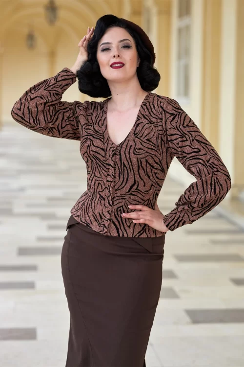 Miss Candyfloss Otylia Dora gebreide cardigan in chocolade