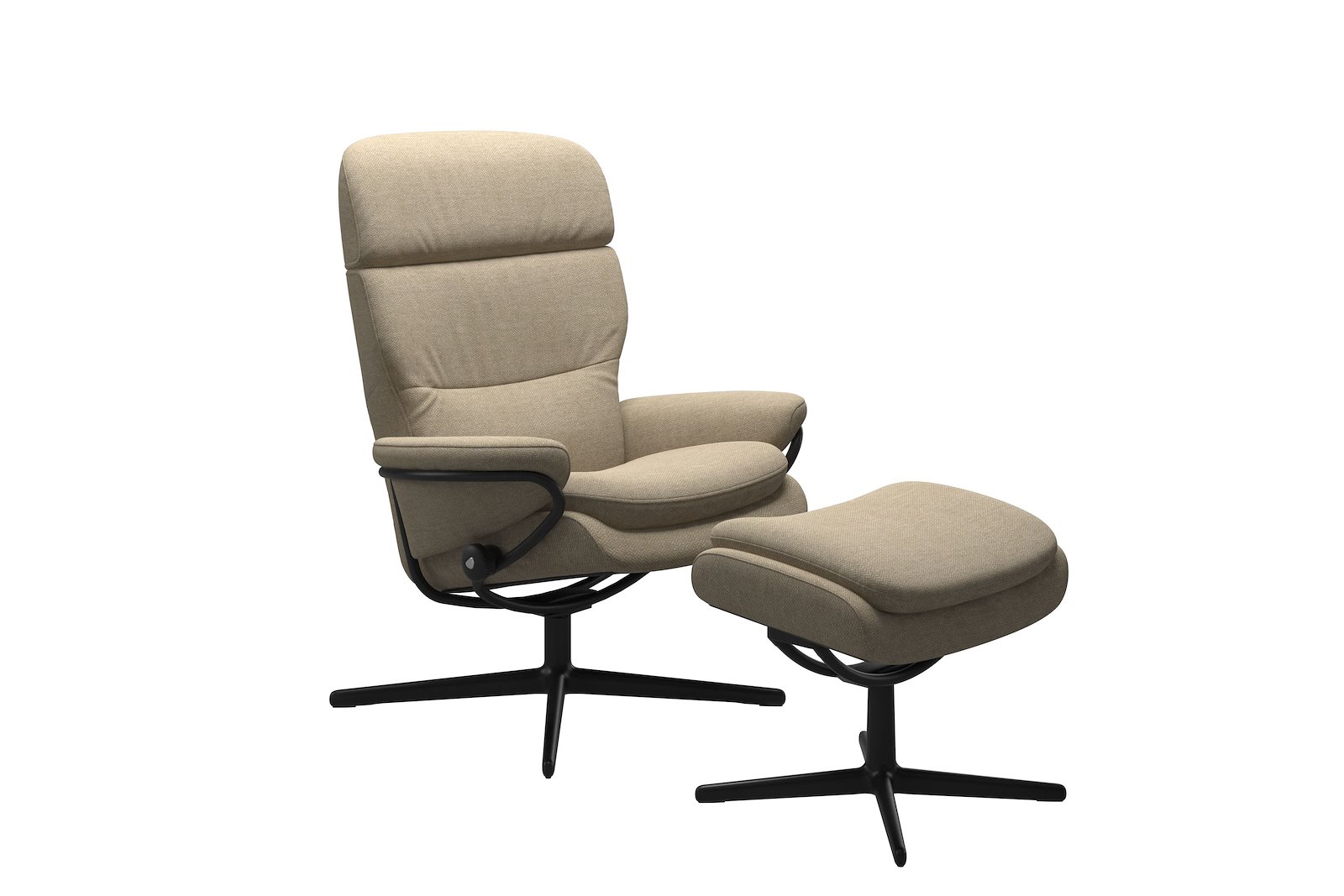 Rome lenestol m/krakk Tesktil Peony Beige - Cross - Matt Black