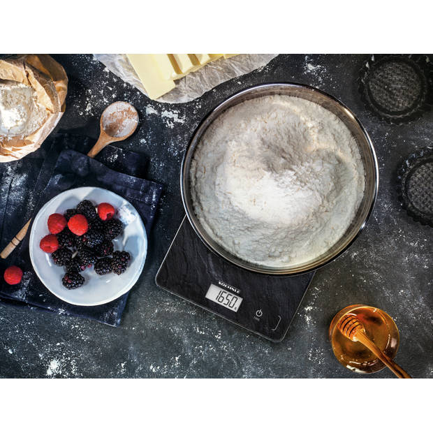 Soehnle keukenweegschaal Compact 300 - digitaal - 1 gr nauwkeurig - tot 5 kg - leisteenlook - zwart