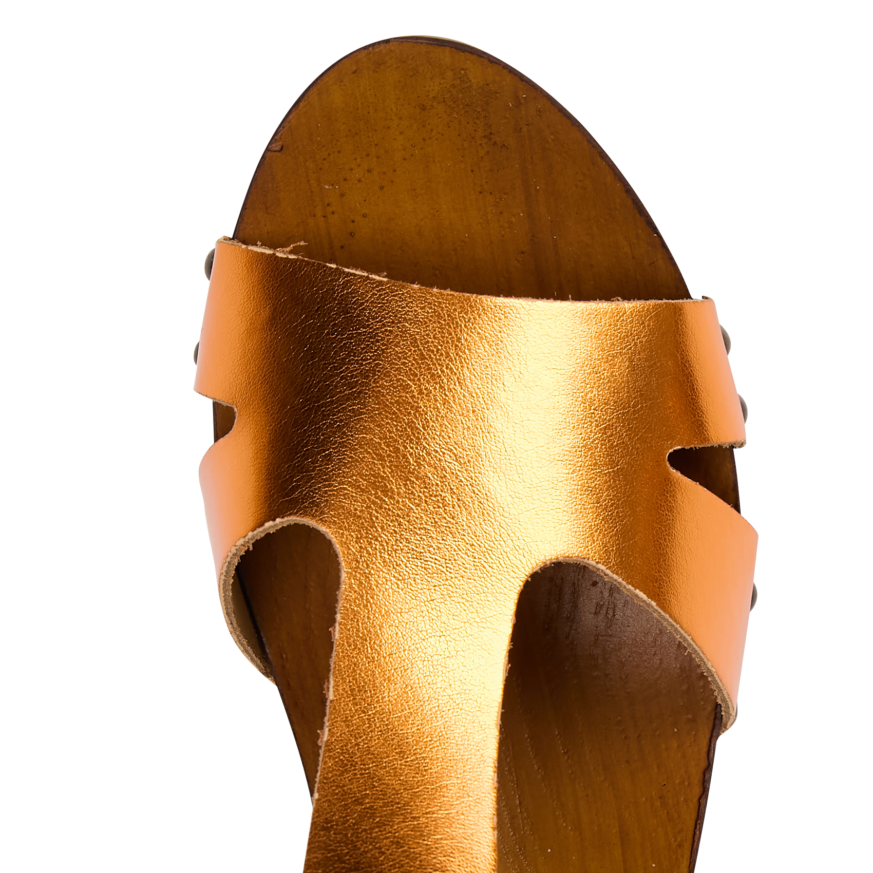 TACHA - Sandales à talon en cuir métallisé | Orange