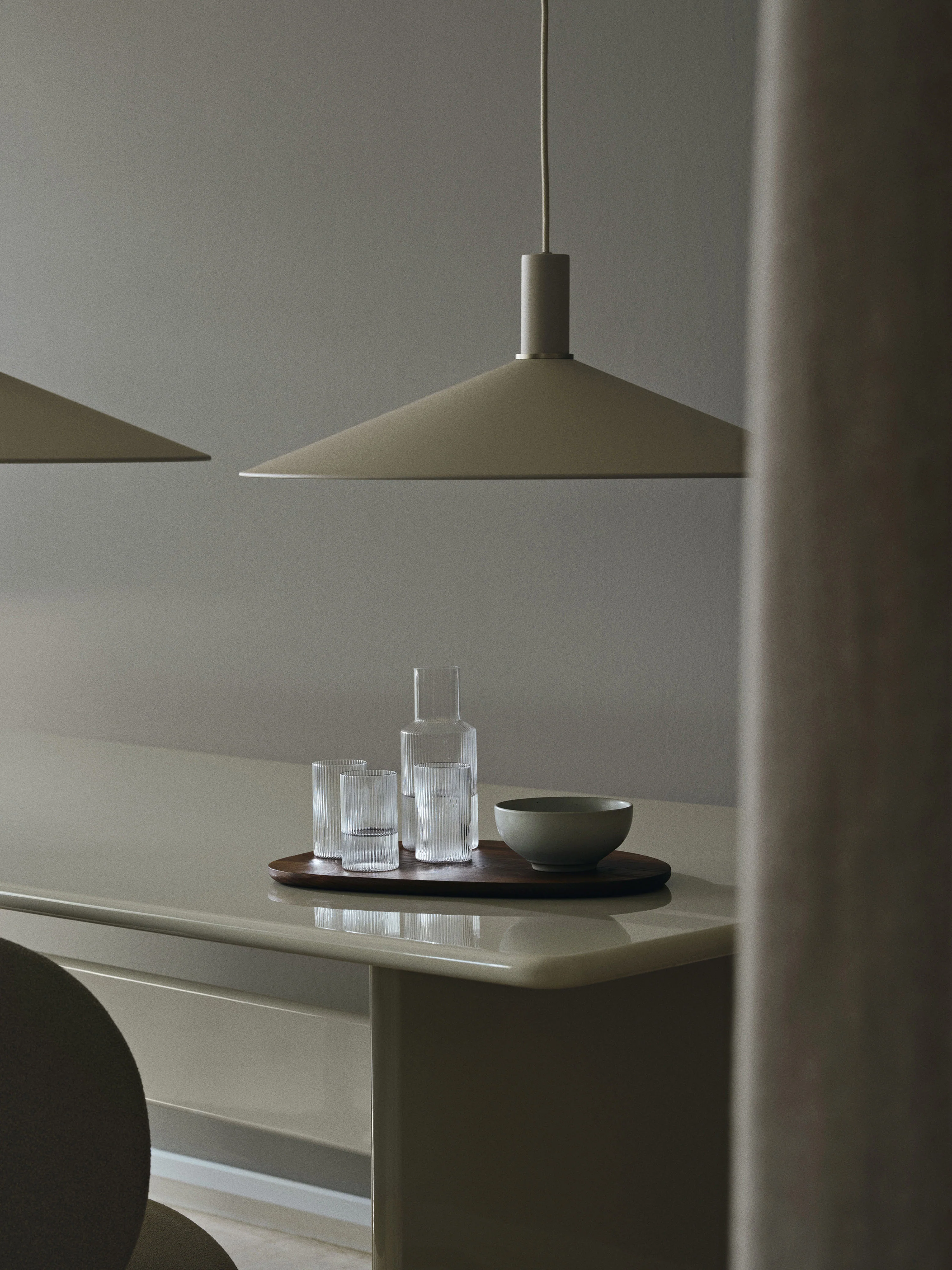 Handgeblazen kleine karaf Ripple met waterglas, 2-delig