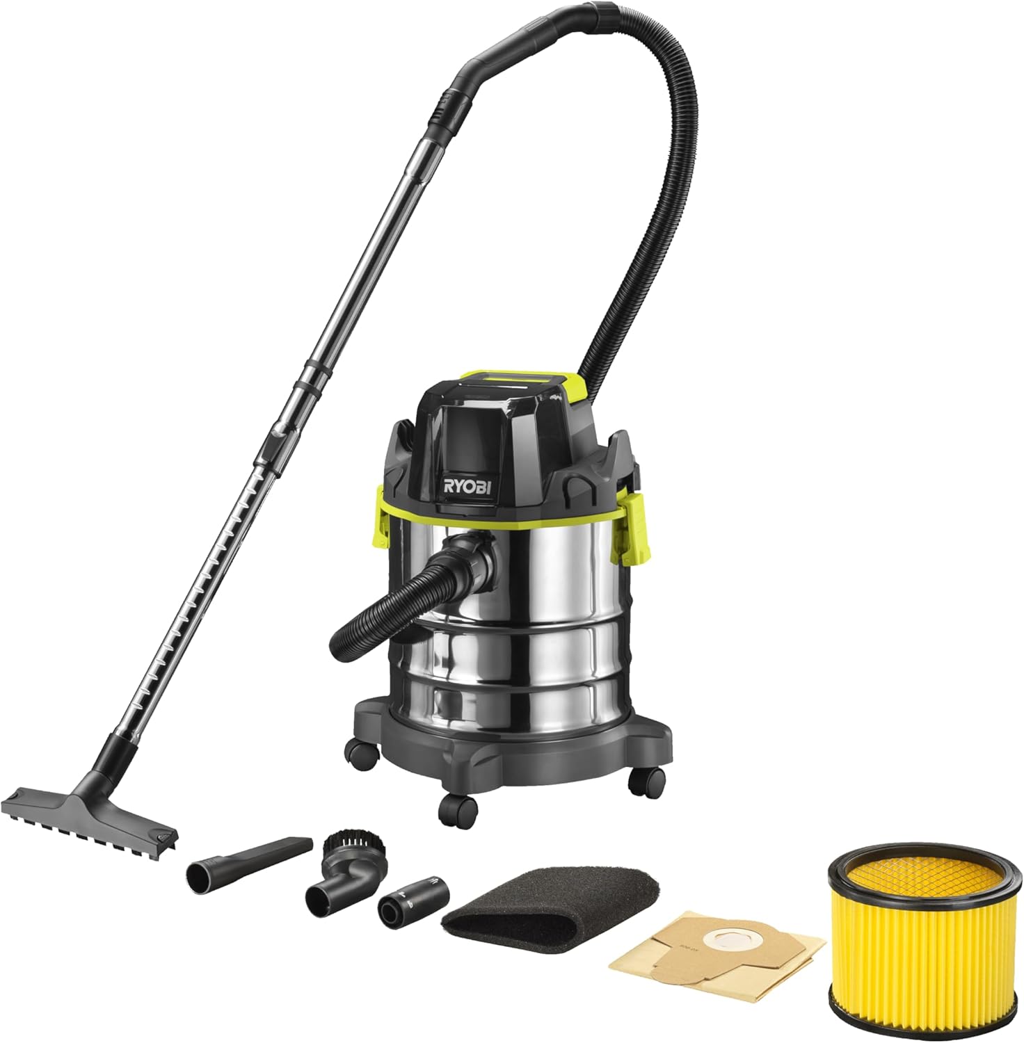 RYOBI 18 V ONE+ Akku-Nass- und Trockensauger R18WDV-0, 82 AW Saugleistung, 18 L Behälter, ohne Akku und Ladegerät