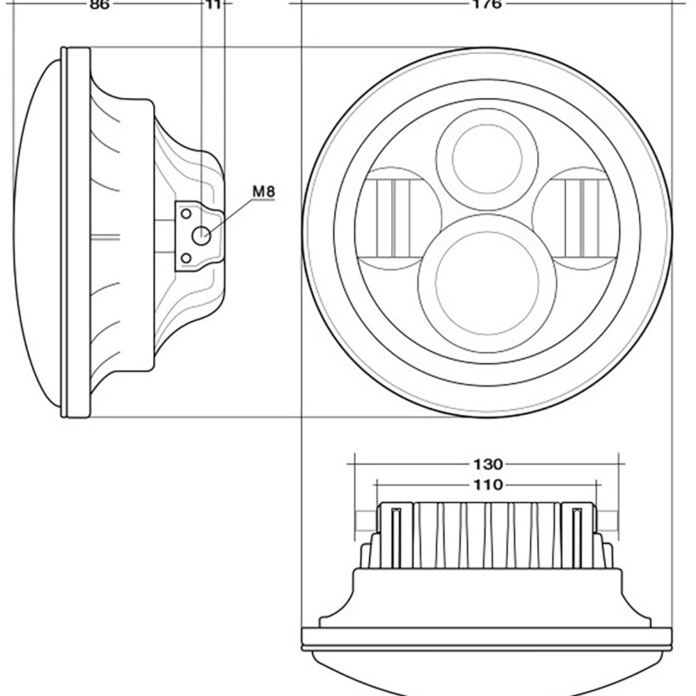 Barracuda - Phare led Dragon Light 176 mm