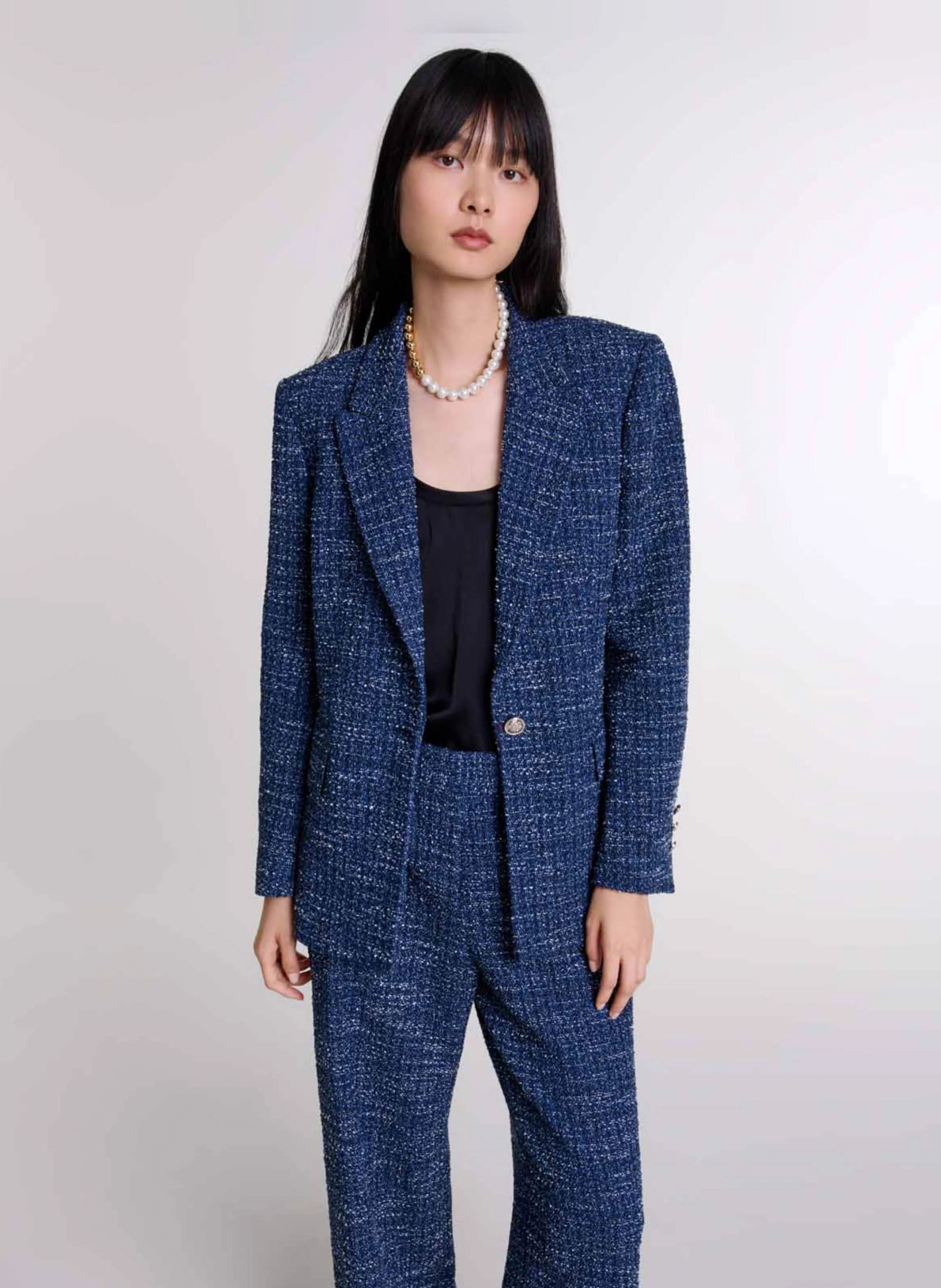 Veste de tailleur en tweed | Bleu