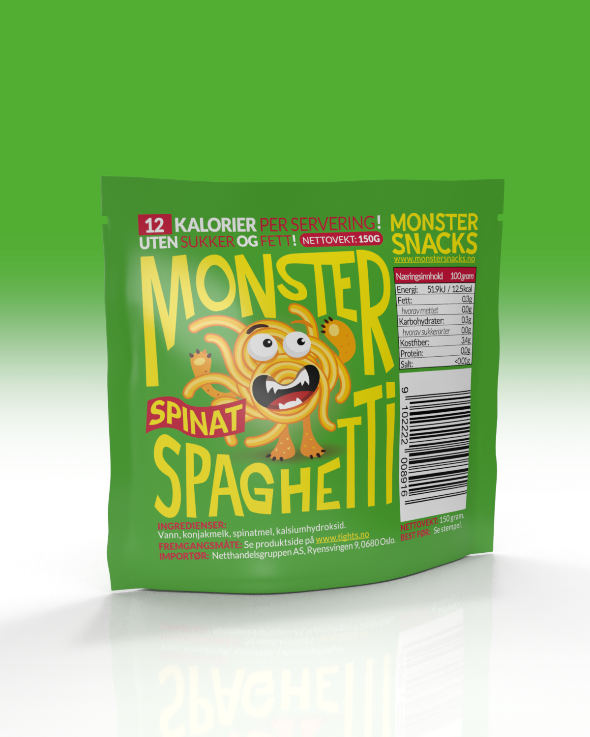 Monster Miracle Diet Spaghetti - Spinach 10x150g - TIPAKNING!