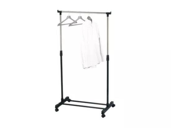 Portant à vêtements à roulettes en Inox 101-170cm Noir - Hauteur ajustable MSV