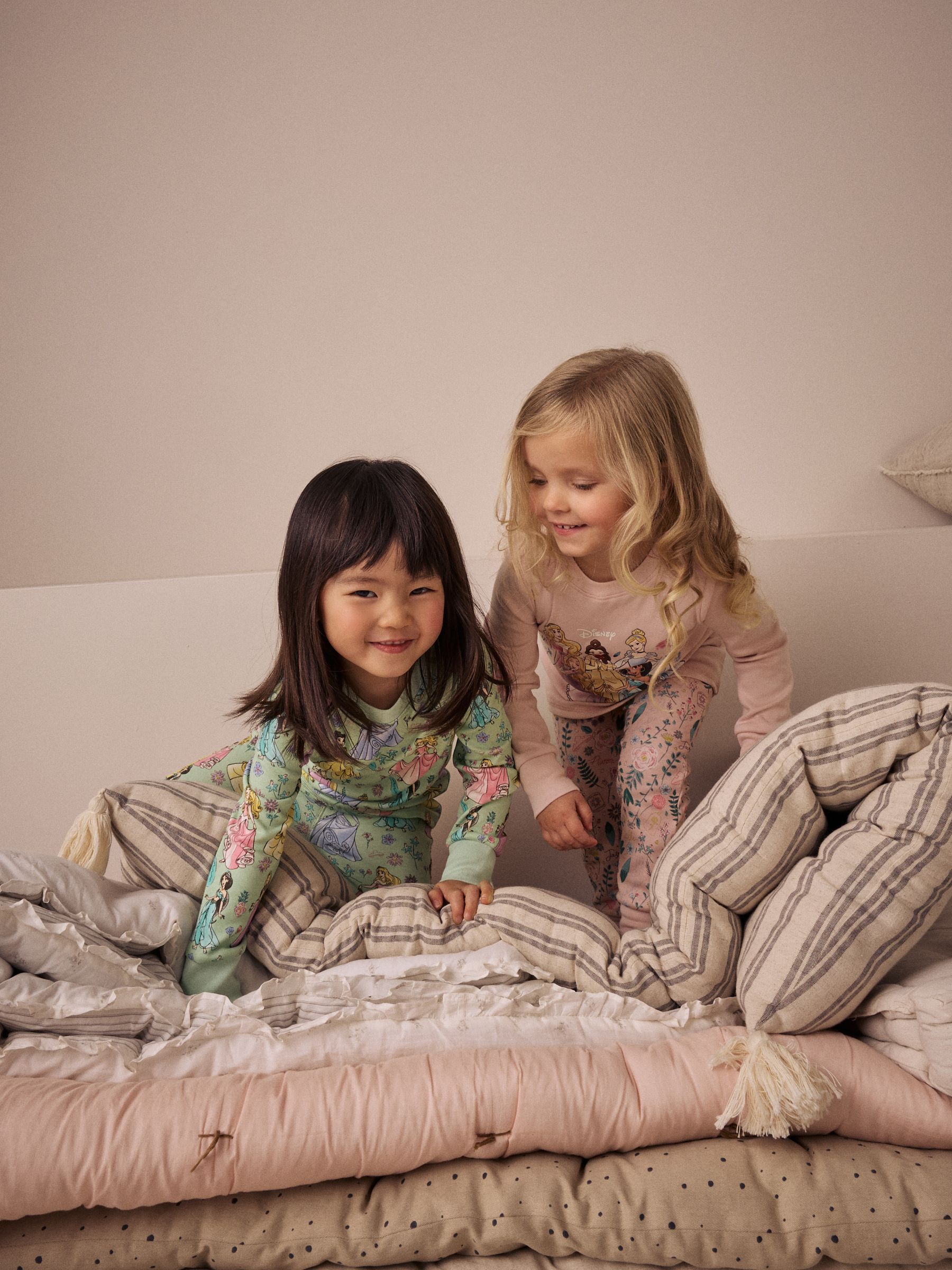 Roze - 100% katoenen Disney prinses knusse pyjama's met lange mouwen verpakking van 2 (9mnd - 10 jr)