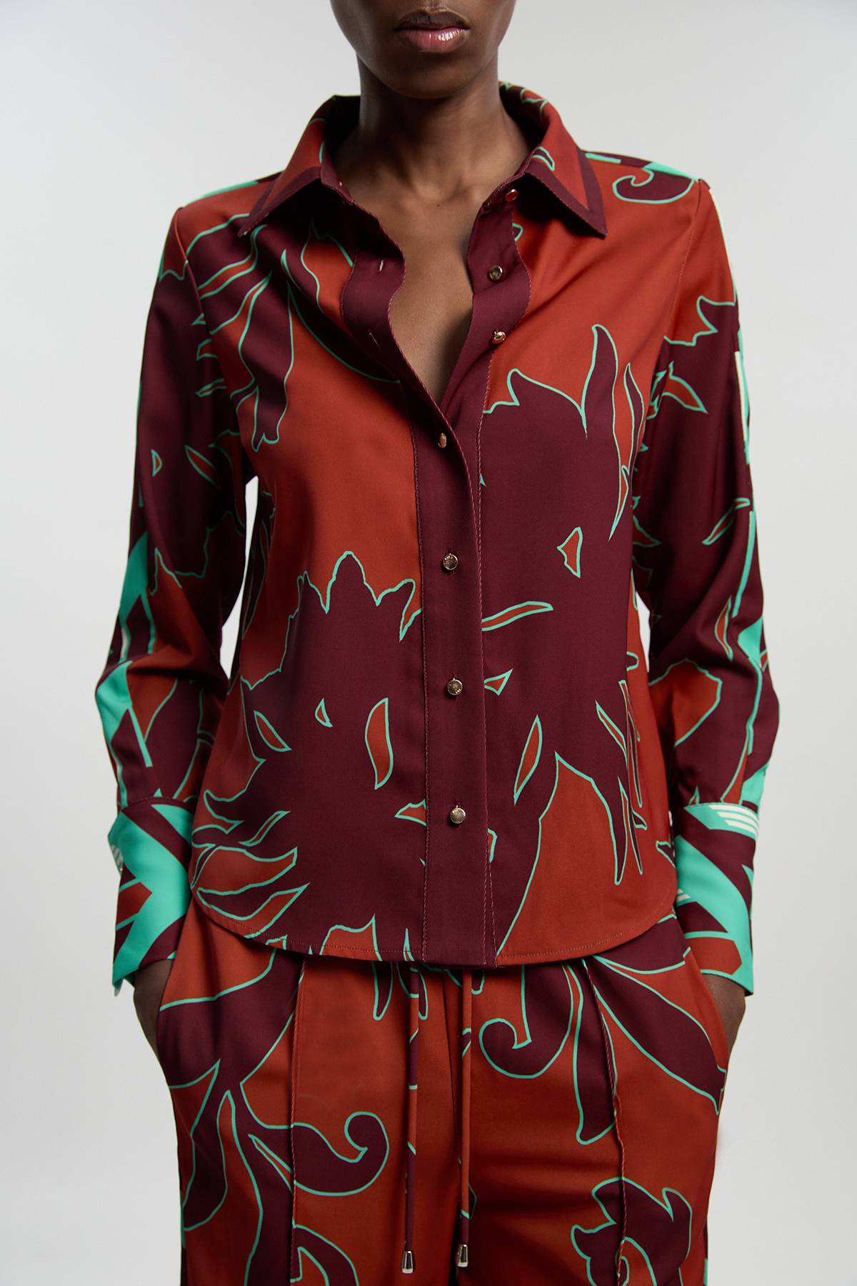 KarenMillen Chemise Tissée Sergé À Imprimé Western