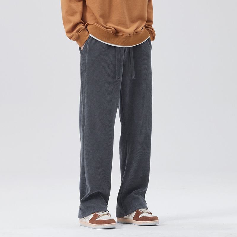 Nataro - Mid Rise Plain Straight Leg Sweatpants