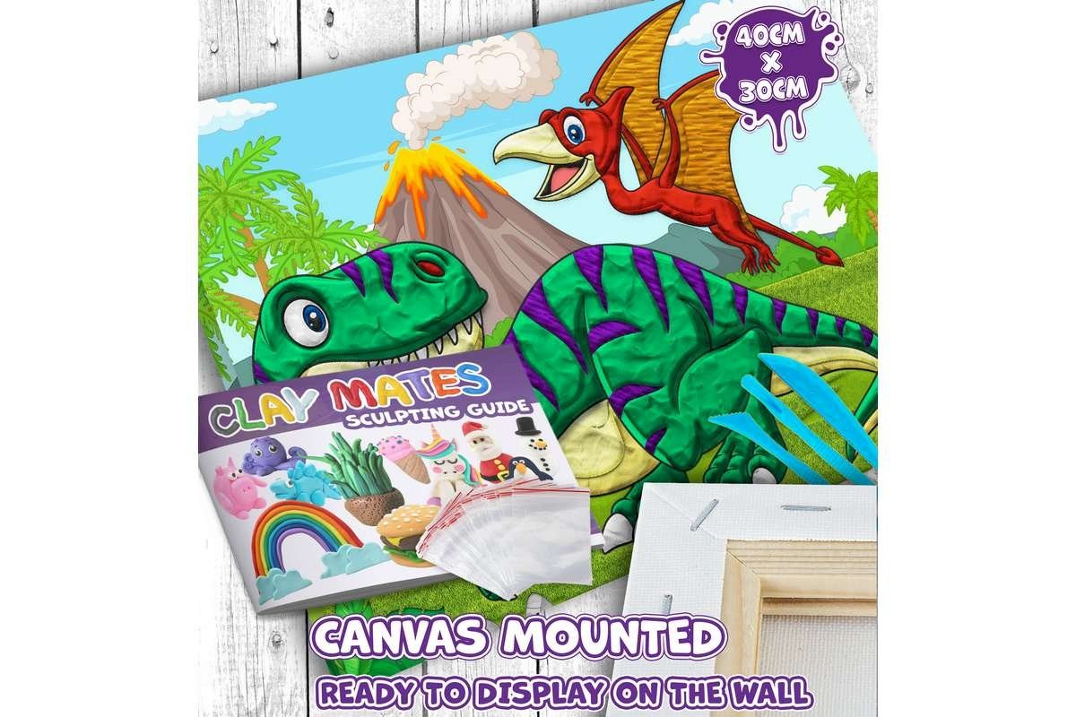 SPLAT PLANET - Clay painting on canvas 30x40cm - Dinosaurs (777689)