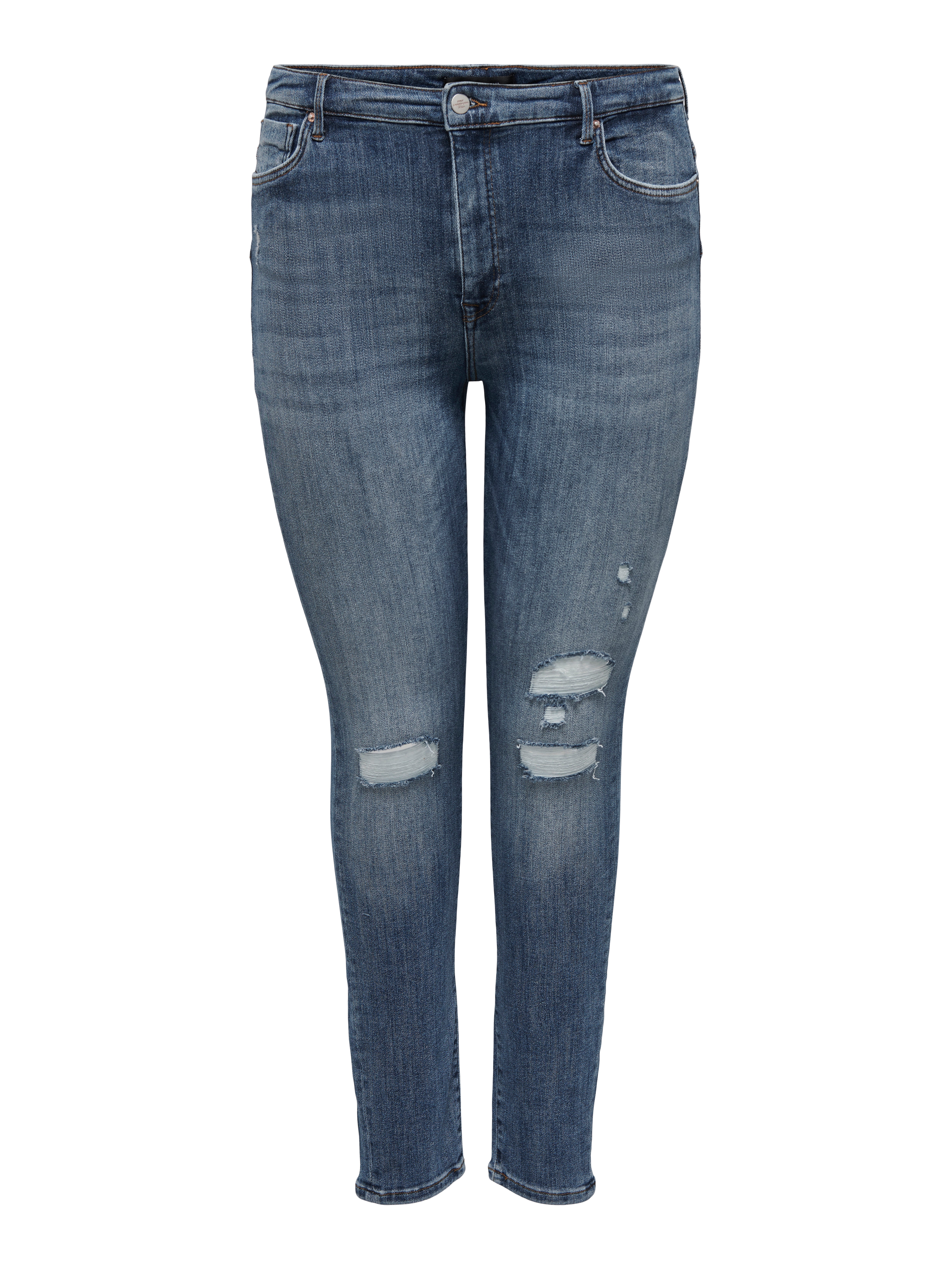 CARPOWER Hohe Taille Skinny Fit Jeans Medium Blue Denim