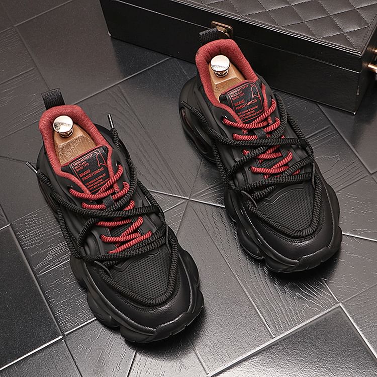 Mr Ozera - Platform Plain Lace-Up Sneakers
