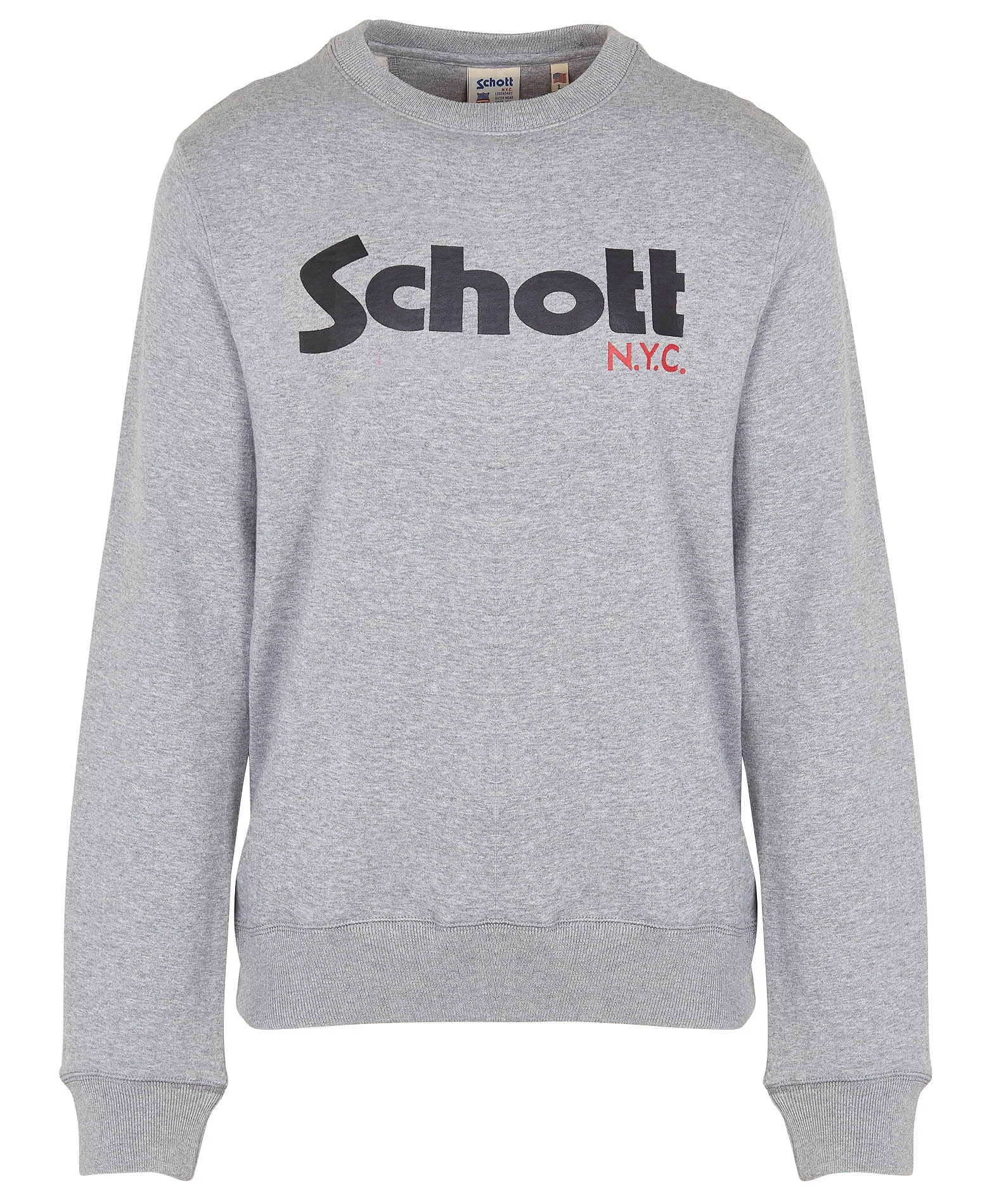 Sweat col rond slim-fit logo sérigraphié en coton | Gris