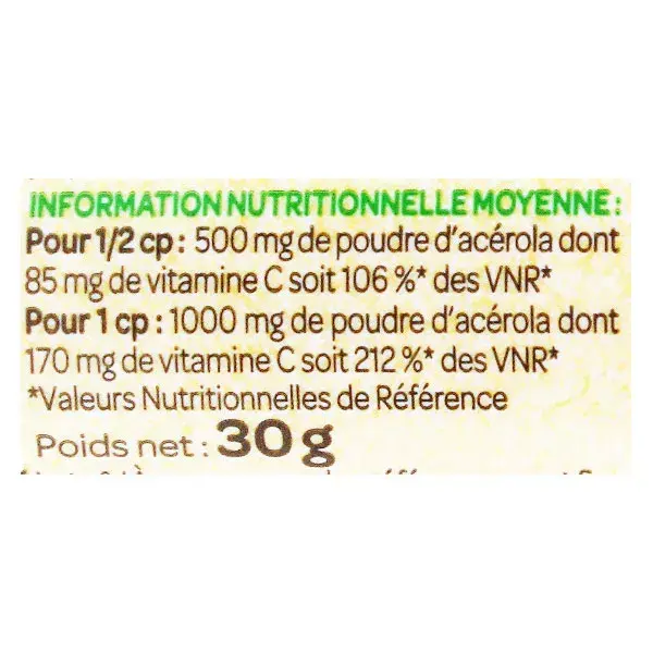 Arkopharma Azinc Naturel Acerola 1000 Bio 15 comprimés