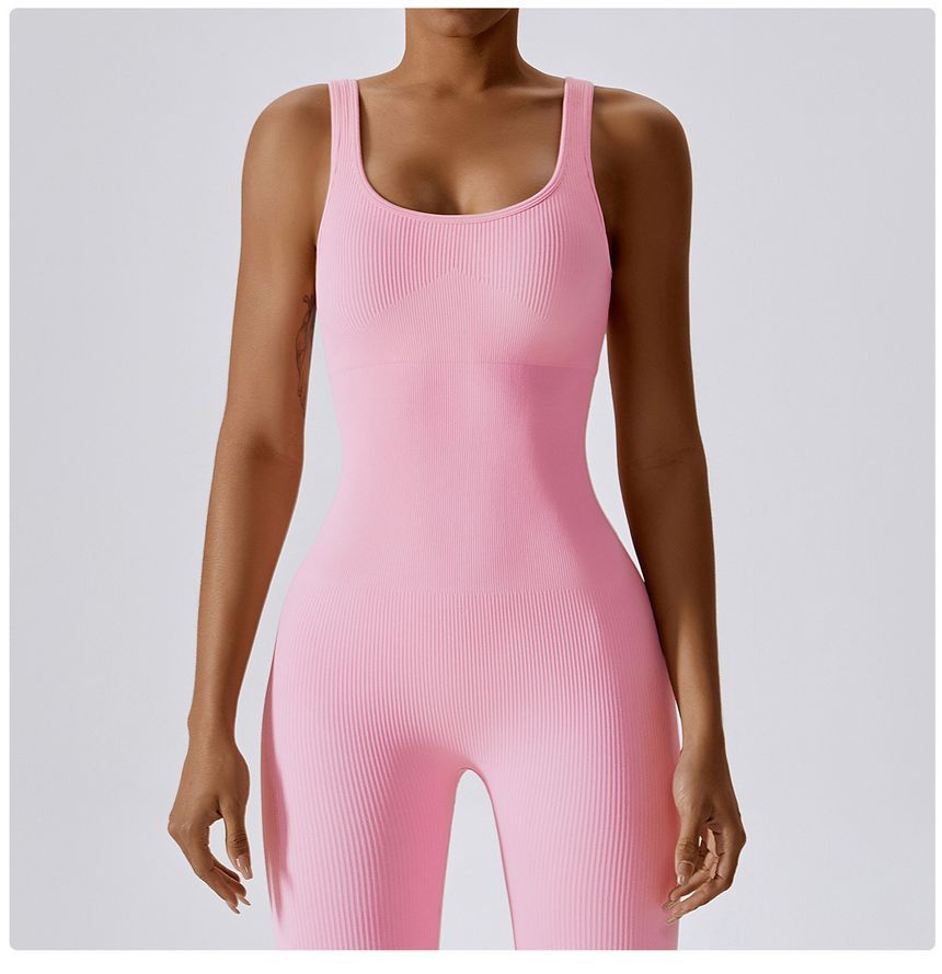 Skinniano - Mouwloze, effen geribbelde sportjumpsuit