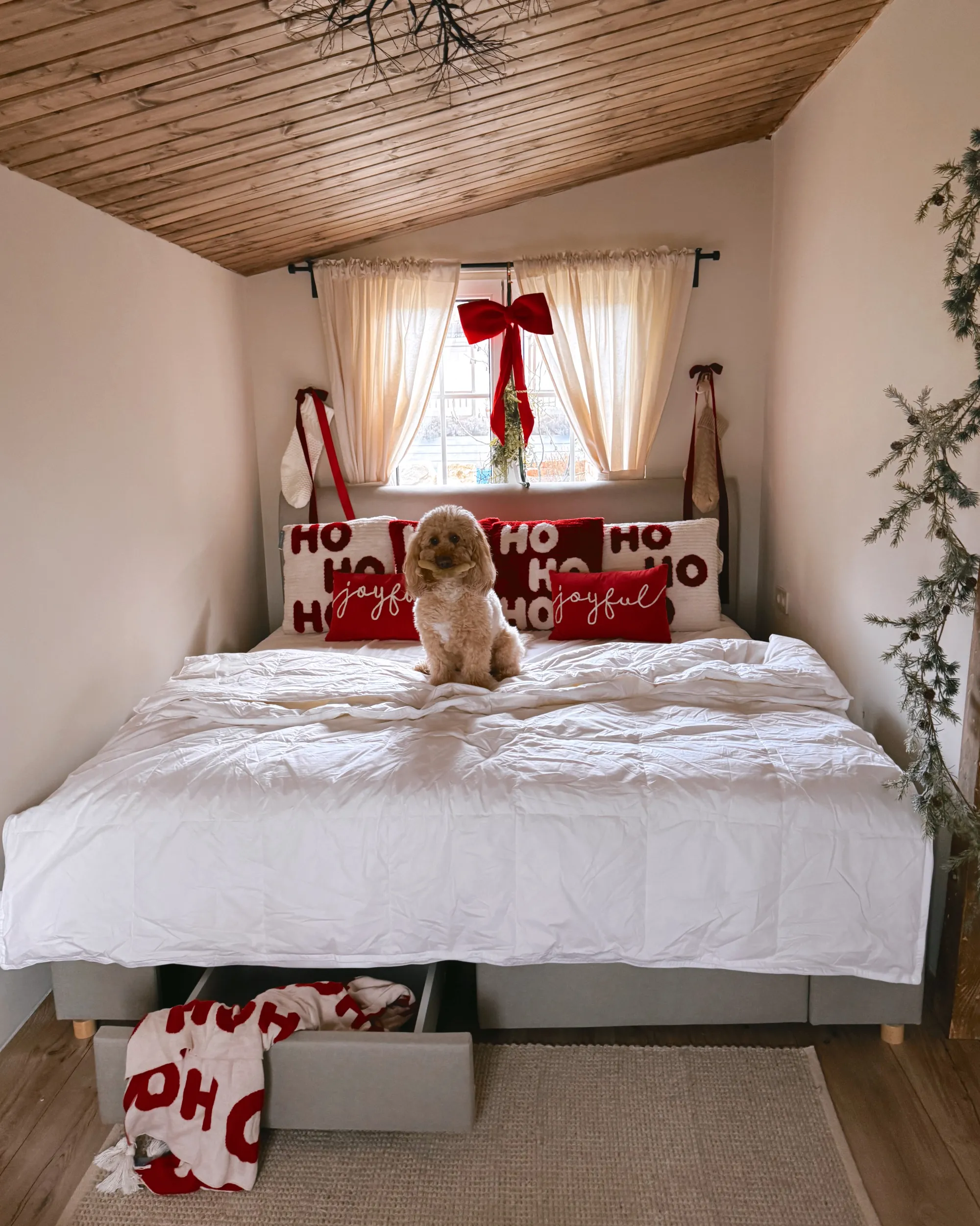 Bed met opbergladen Stof SOUTRIN 180 x 200 cm Beige