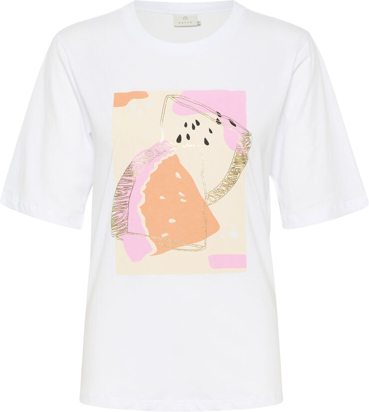 Kaffe KAmira T-Shirt Optical white/watermelon