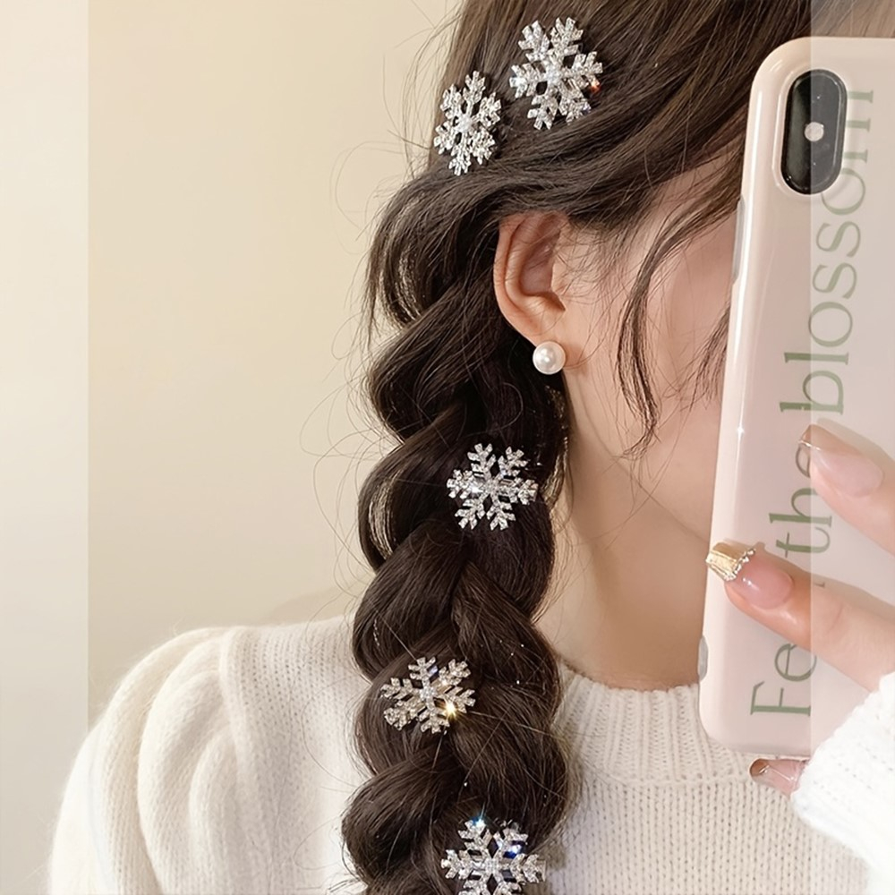 Haarspange Metall Haarklammer Haarschmuck Accessoire Schneeflocke - Silber