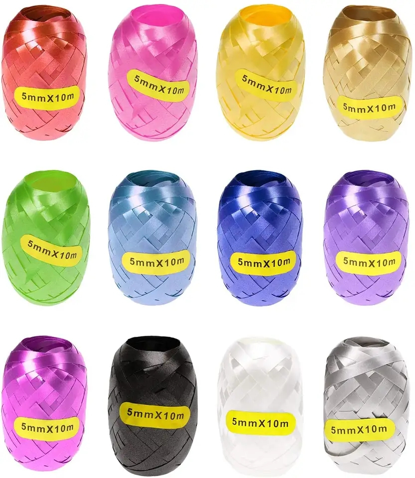 (6er Set) 5mmx10m Geschenkband Universal Polyband für Geburtstage / Hochzeit / Weihnachten - Gold