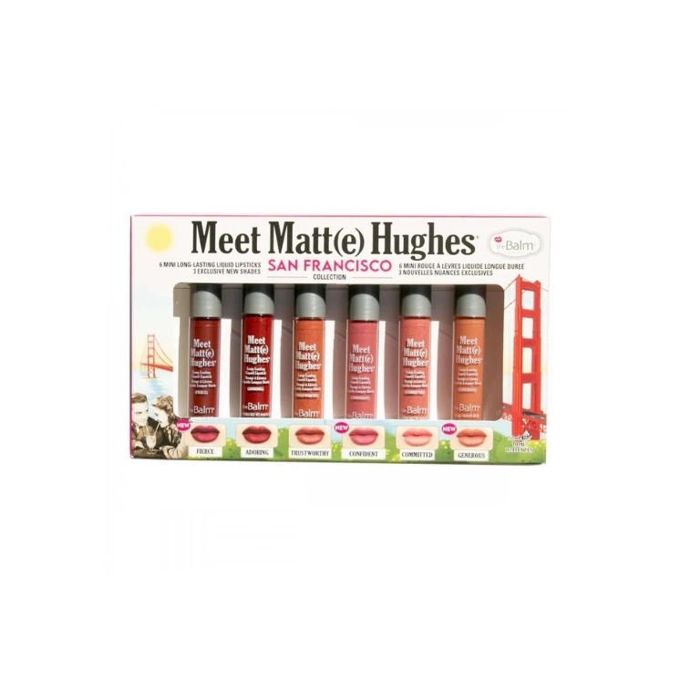 theBalm Meet Matte Hughes Mini Kit San Francisco Set mit sechs matten flüssigen Lippenstiften 6x1,2 ml