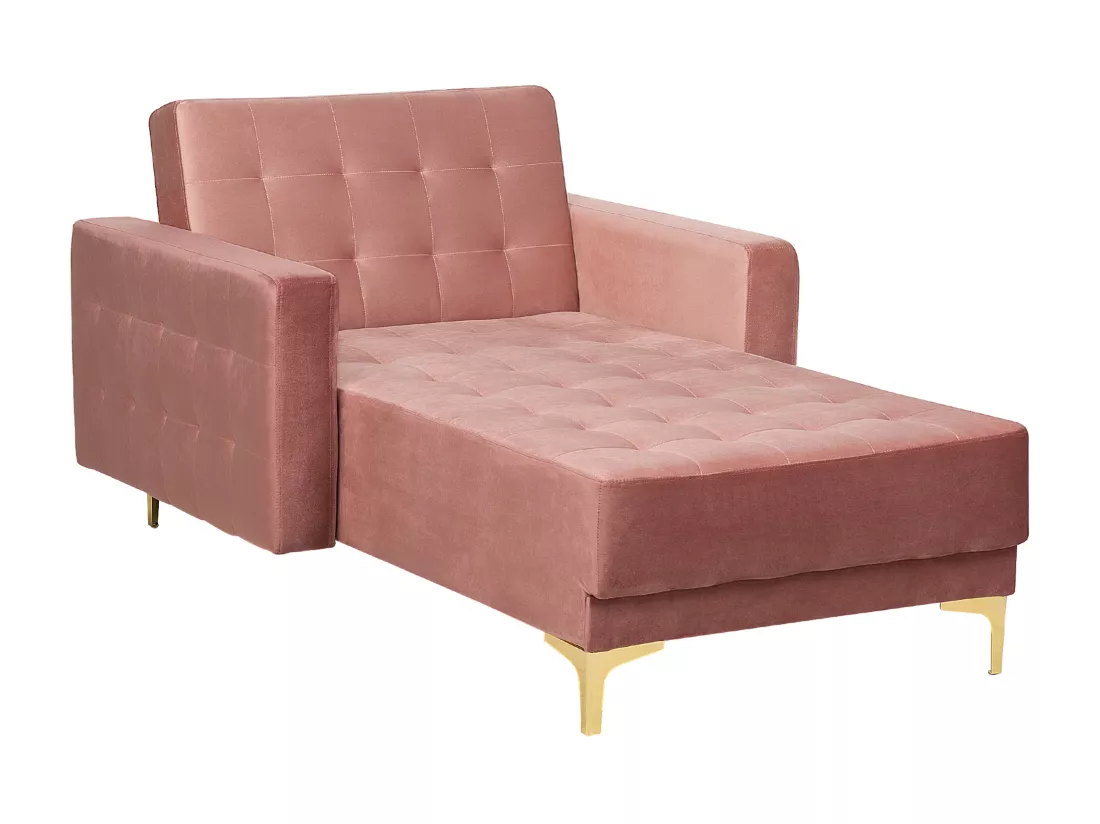 Chaise longue en velours rose ABERDEEN