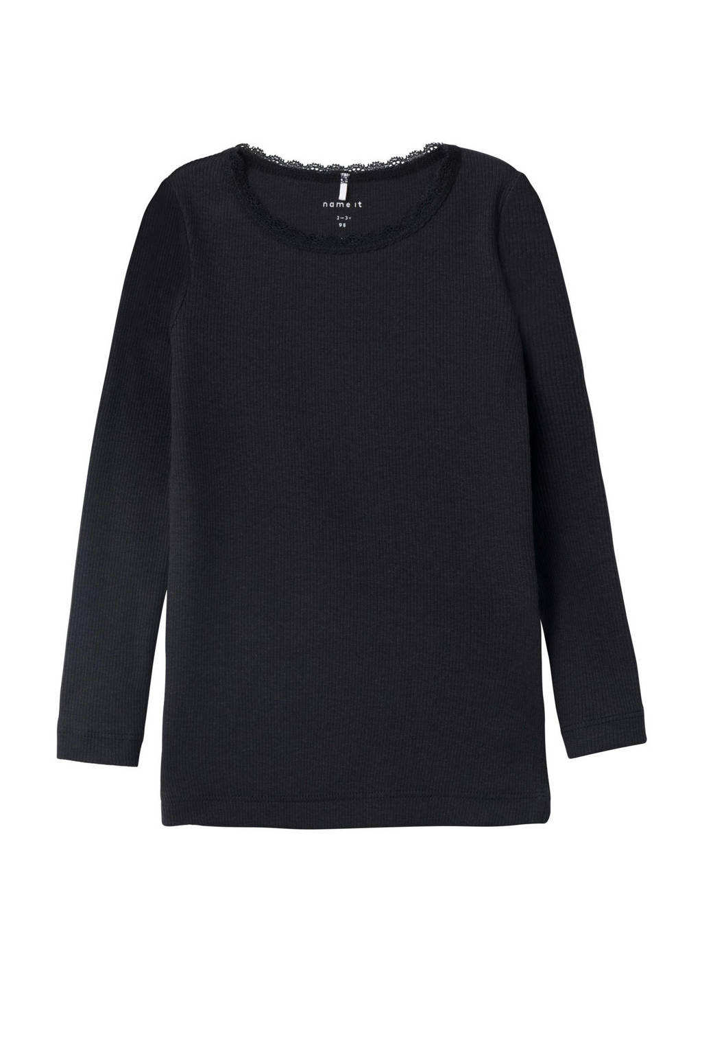 NAME IT ribgebreide longsleeve NMFKAB zwart